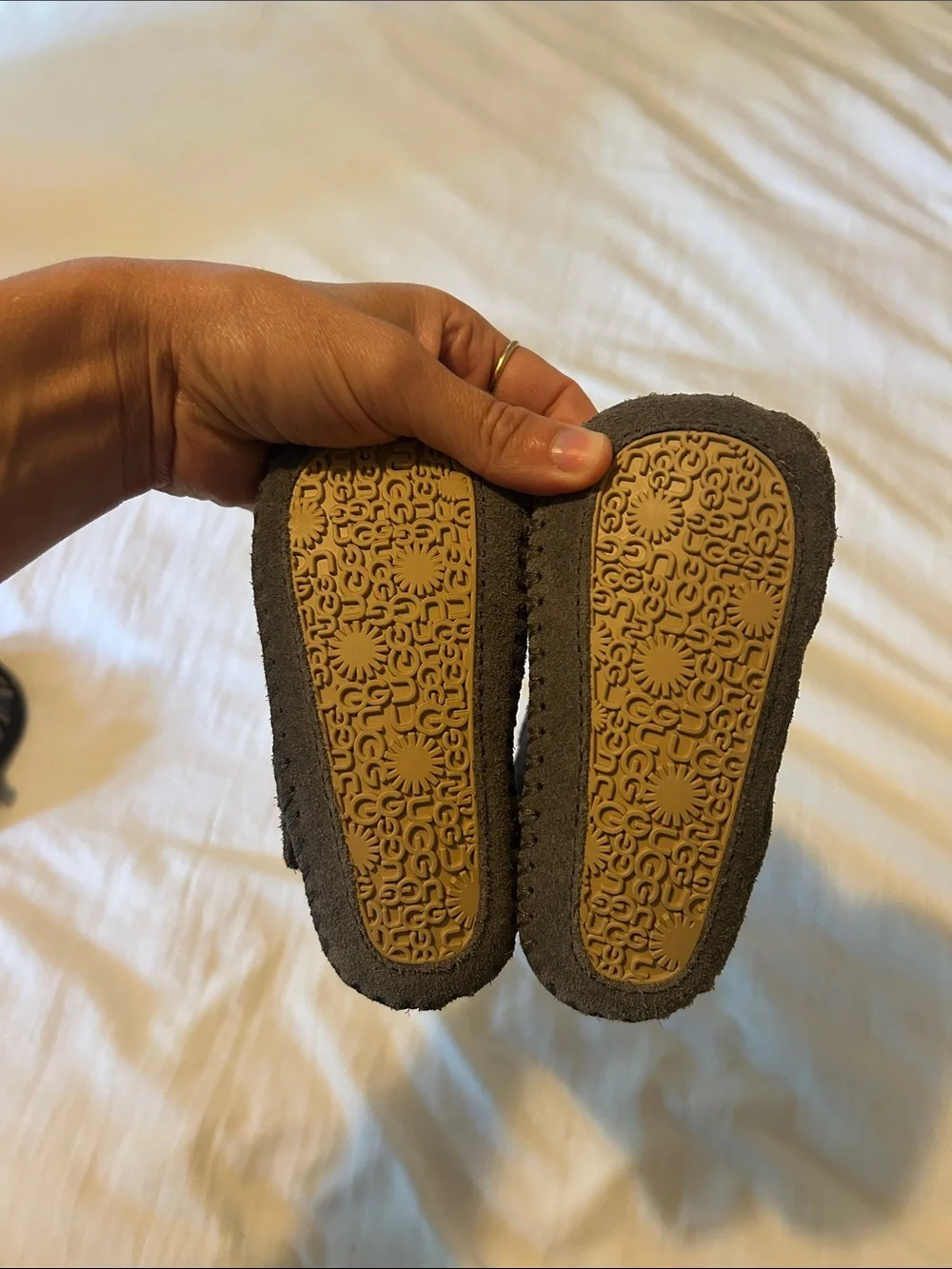 UGG Gray Sheepskin-Lined Baby Booties